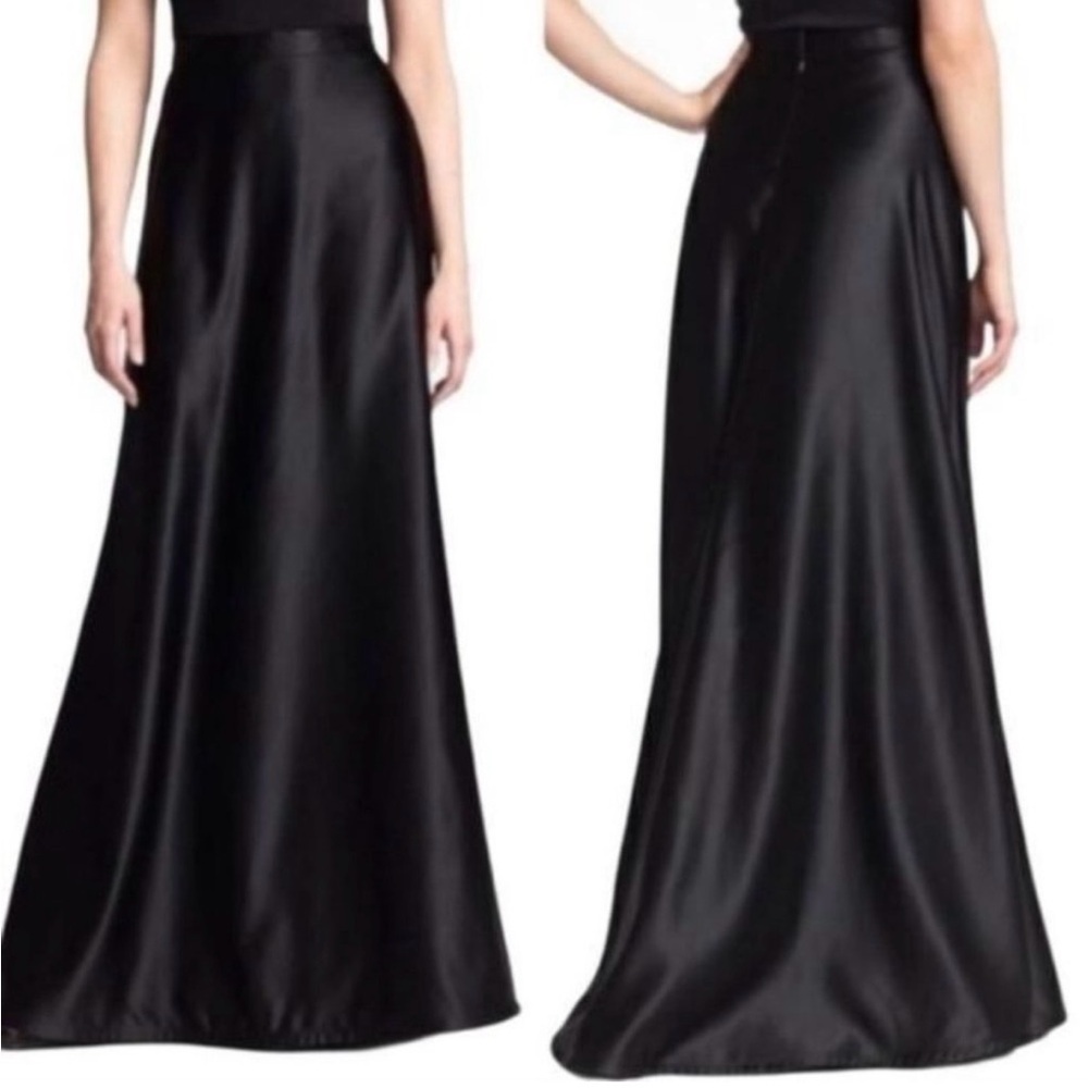 Tadashi Collection Skirt Maxi Floor Length Satin Party Formal Event Prom Black